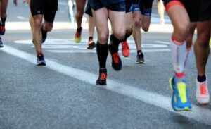 Runner performing marathon training workouts